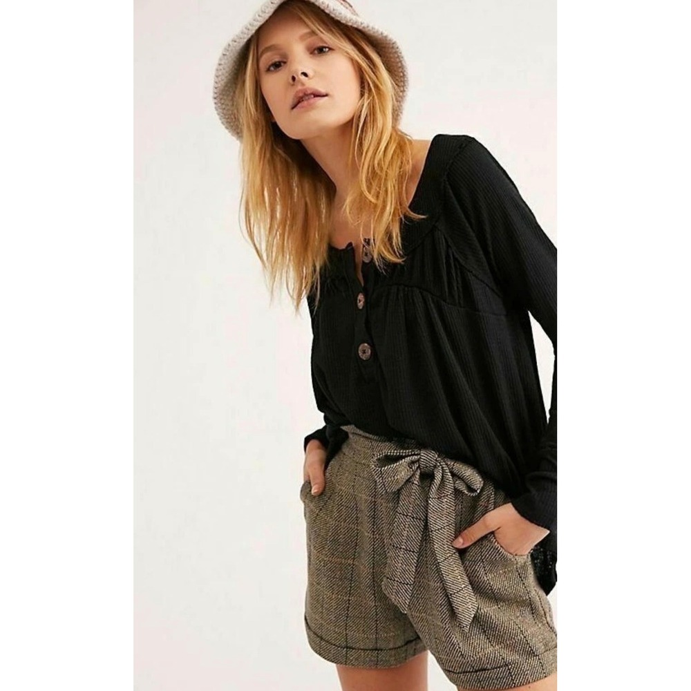 "Must Have" Henley Waffle Thermal Top from We The Free line by Free People NWT